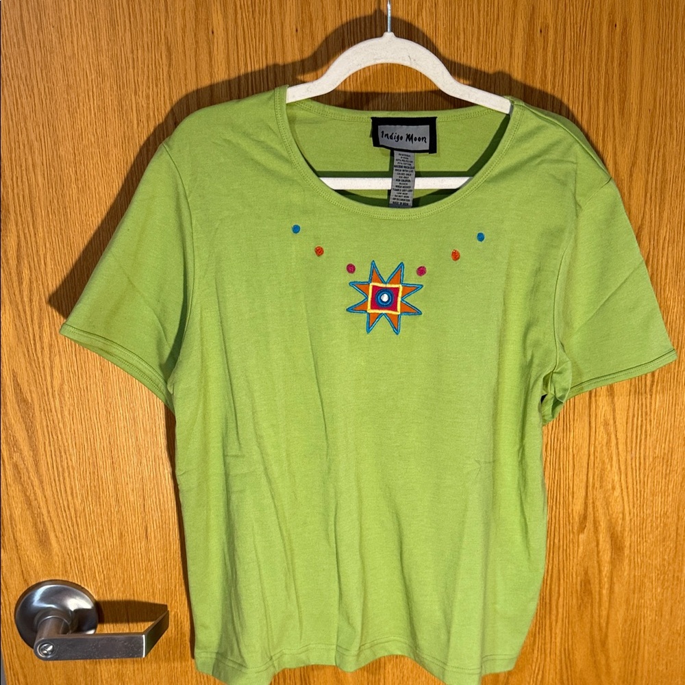 Vintage Indigo moon t shirt with Embroidered Design